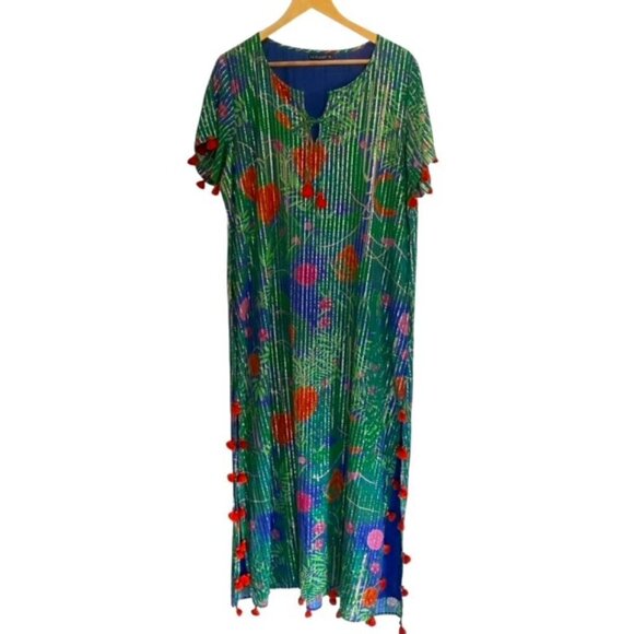 La Plage Maharani Maxi Dress in Banana Jungle Surf Blue 2XL - Picture 2 of 6